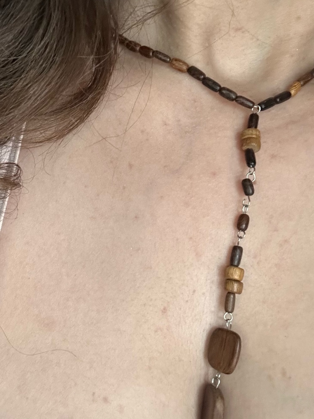 Handcrafted Brown Wooden Bead Y shape Necklace - Women Jewelry